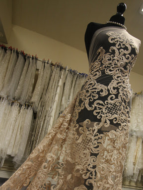 Champagne Embroidered Lace - Binta