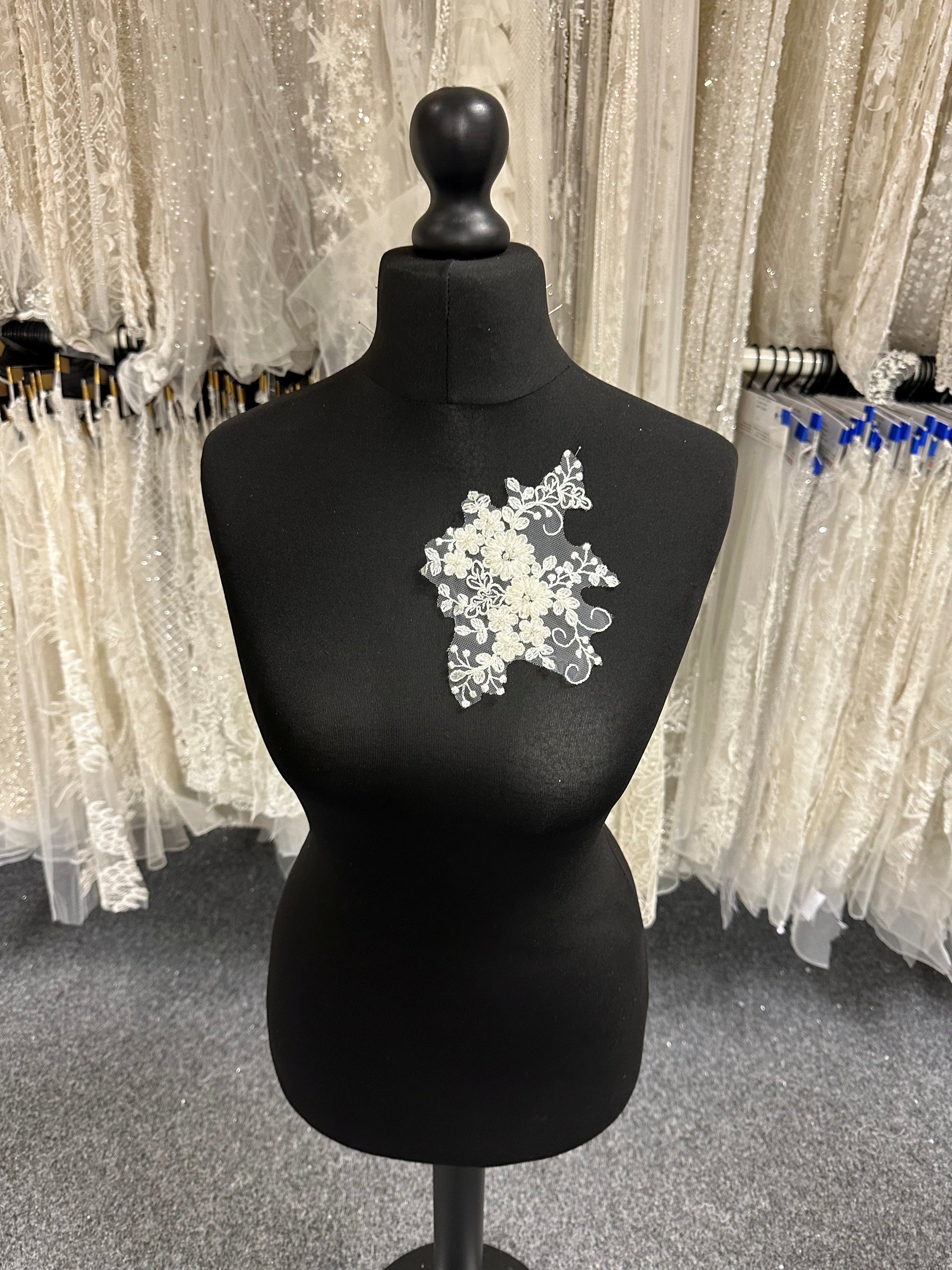 Ivory Beaded and Corded Lace Applique - Cooperation