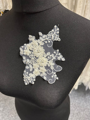 Ivory Beaded and Corded Lace Applique - Cooperation