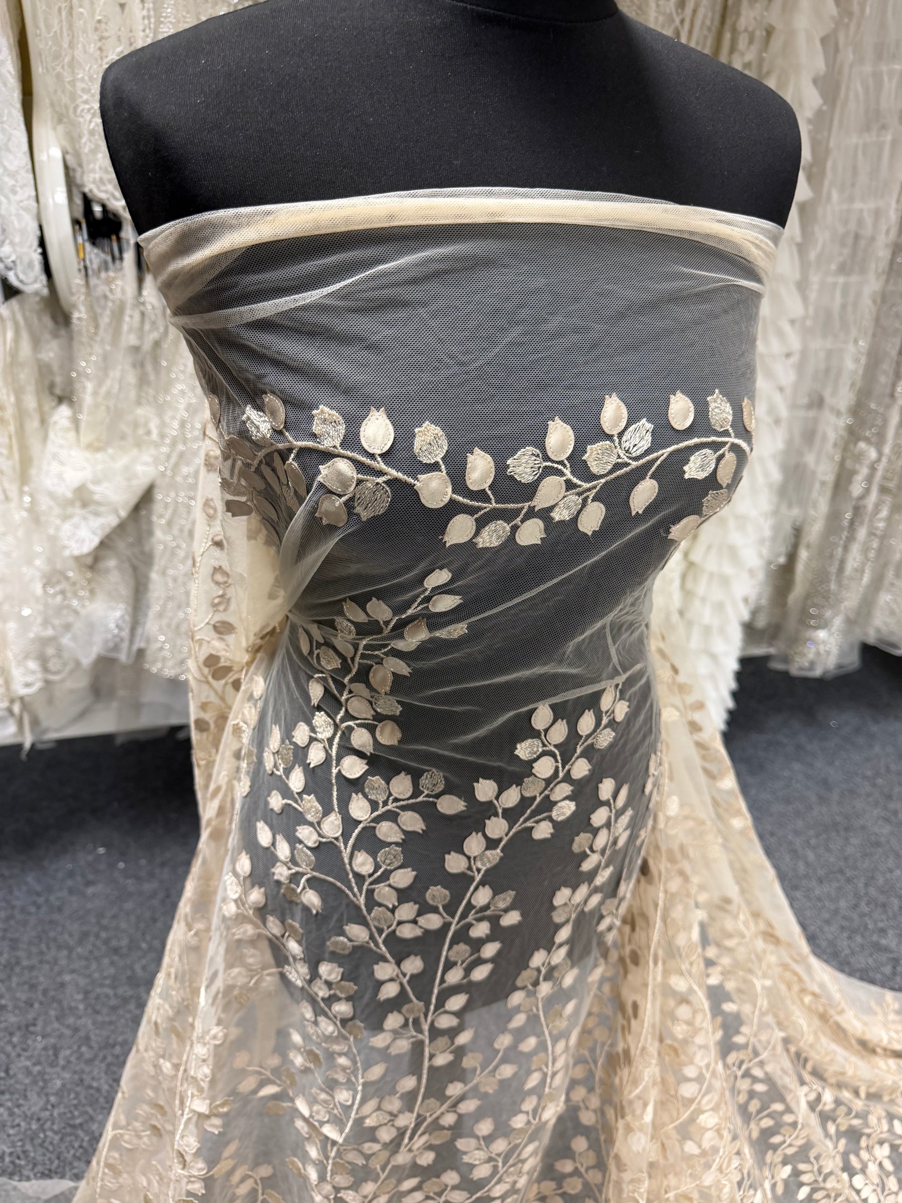 Champagne 3D Embroidered Lace - EB5034