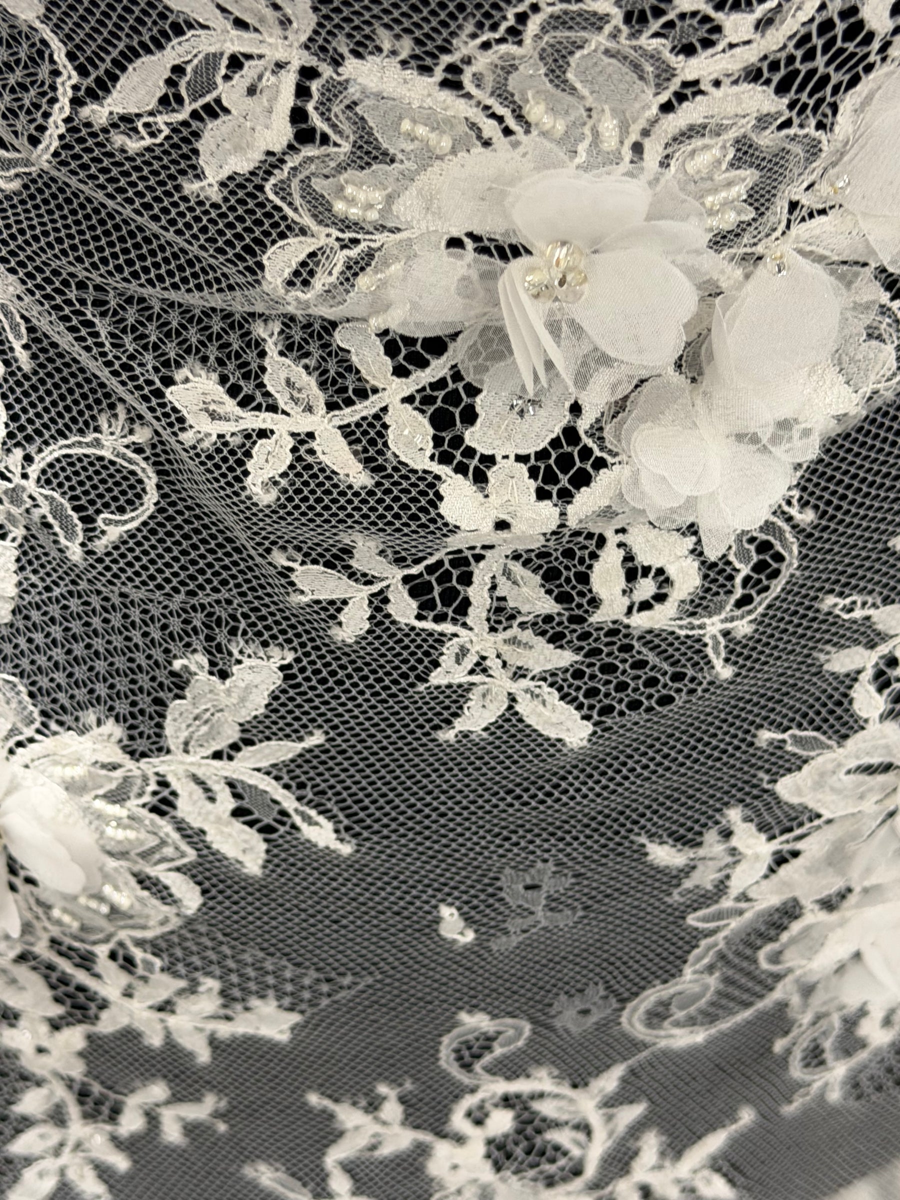 Ivory 3D Embellished Raschel Lace - P647