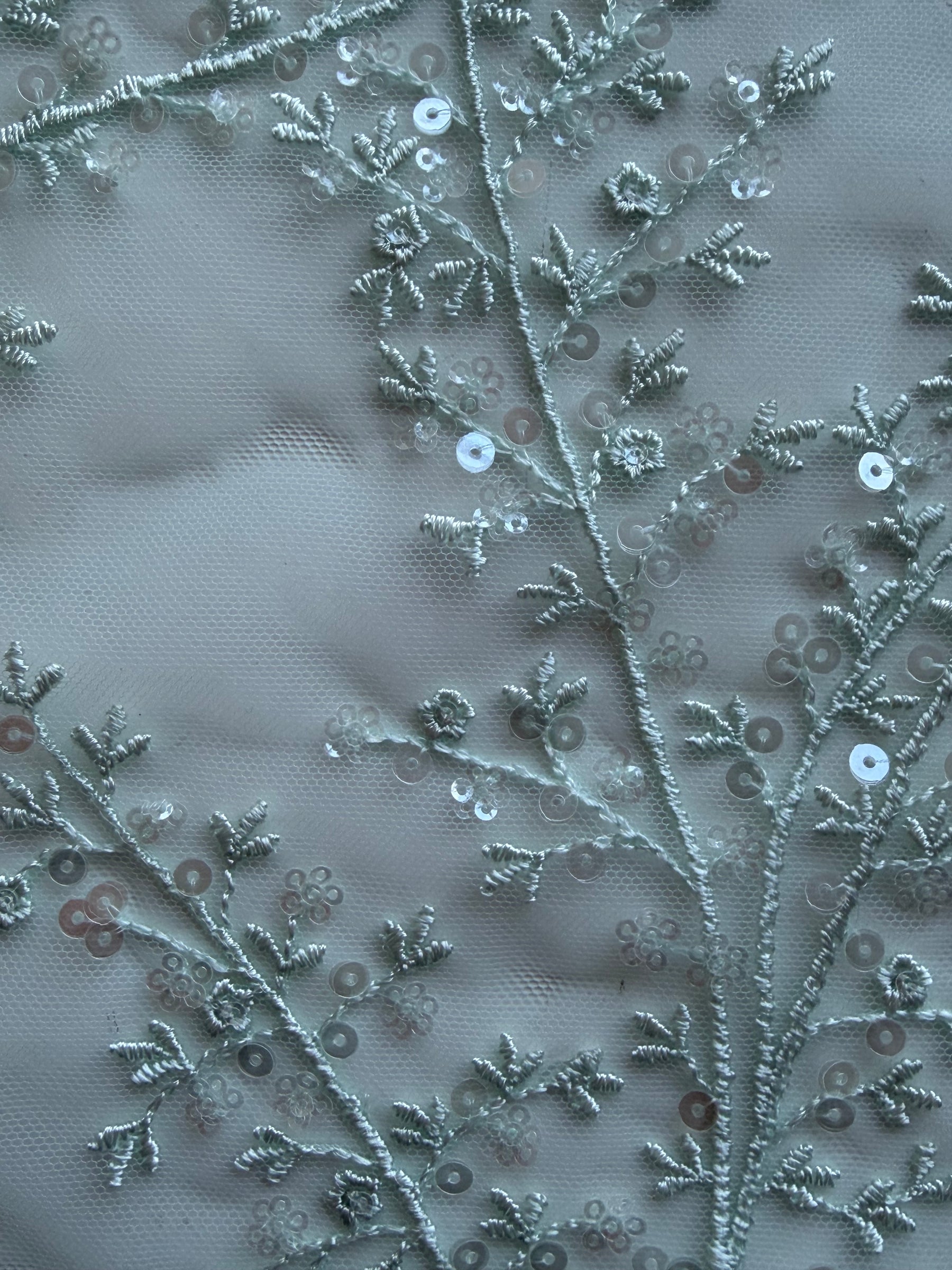Light Green Sequin Lace - EB3065
