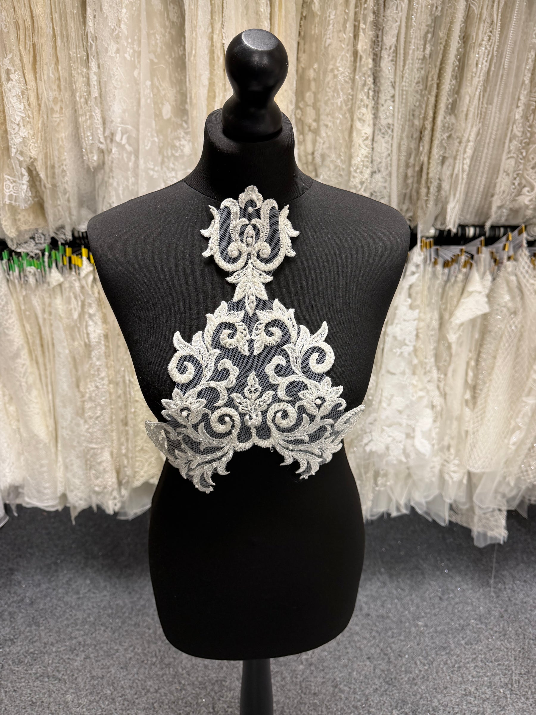 Ivory Beaded Lace Applique - T815