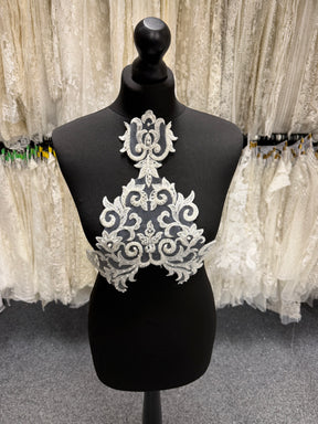 Ivory Beaded Lace Applique - T815