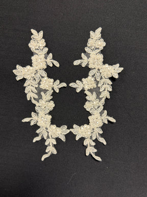 Ivory Beaded Lace Appliques - T47
