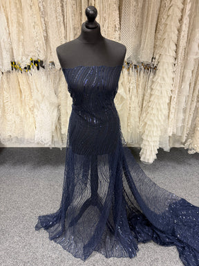 Navy Sequin Lace - EB3011