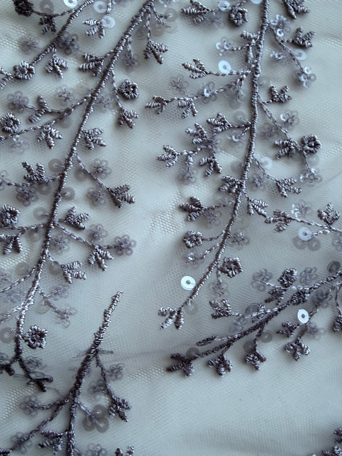 Grey Purple Sequin Lace - EB3065