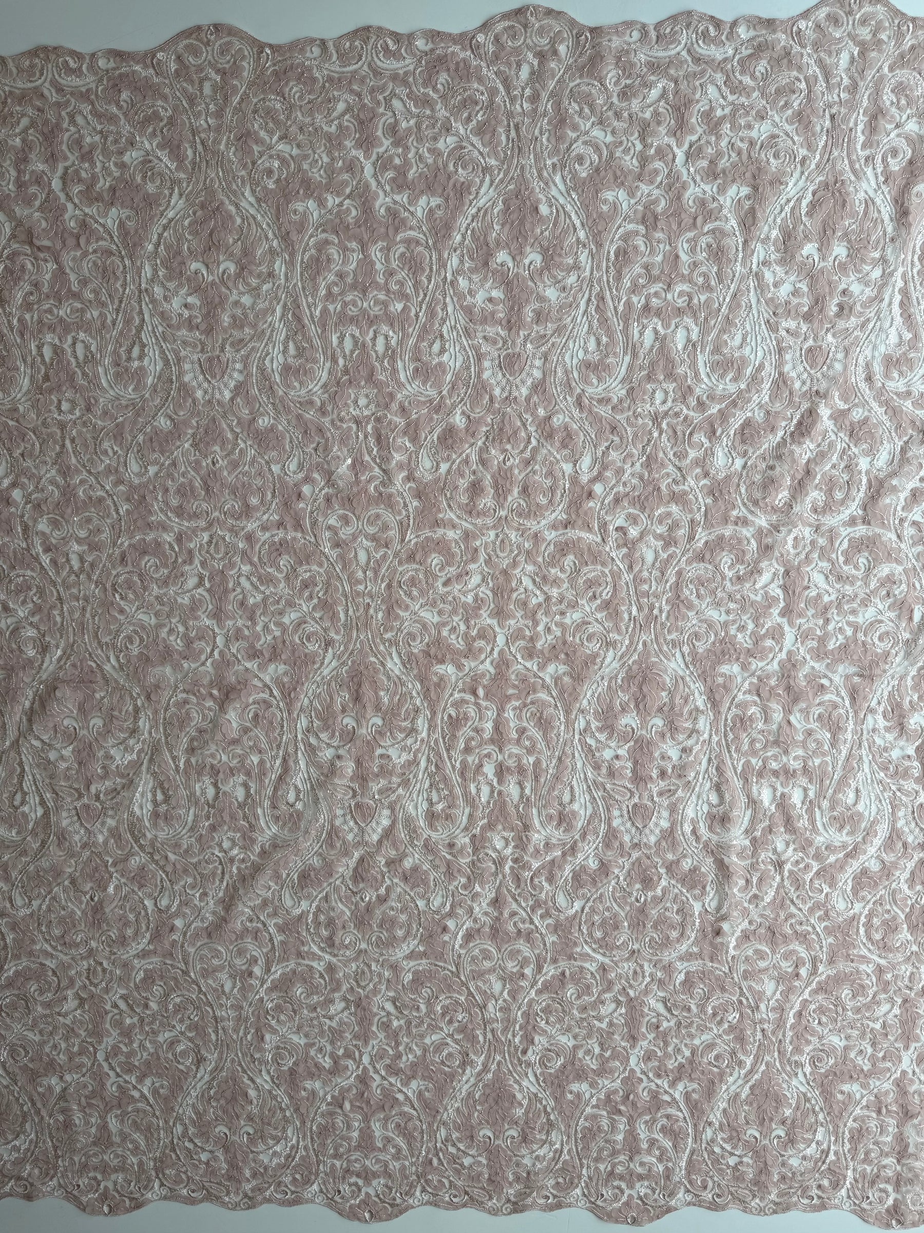 Dusky Pink Embroidered Sequin Tulle – EB3008