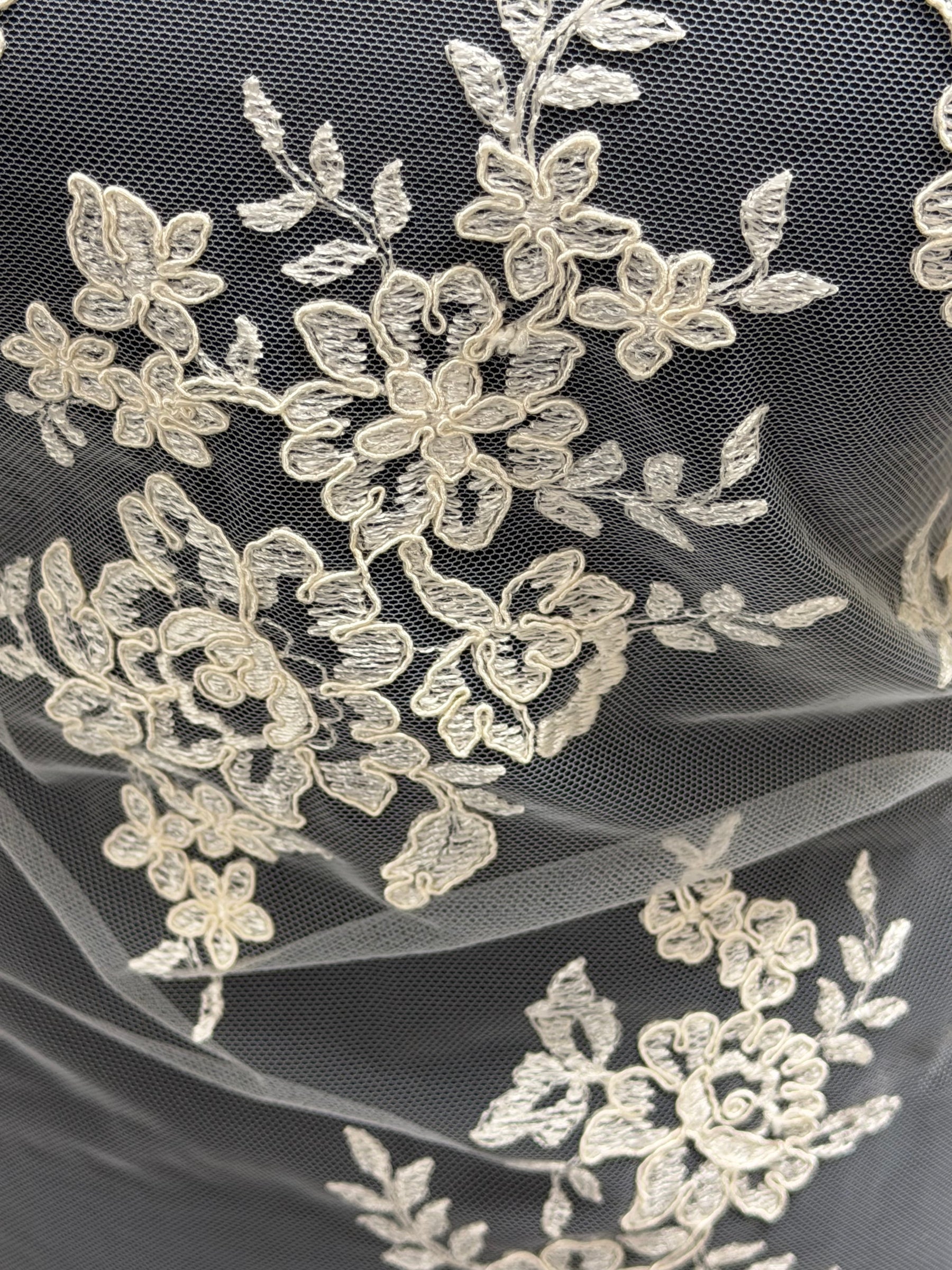 Ivory Unbeaded Corded Lace - Nightfall