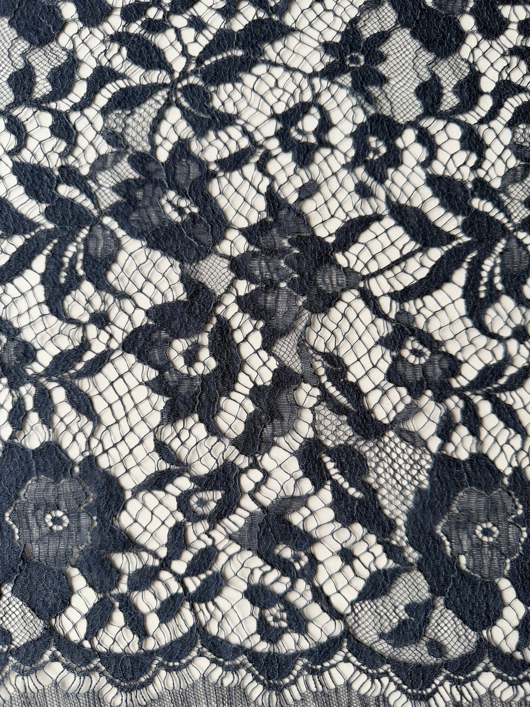 Navy Blue Silk Wool Italian Lace - P269