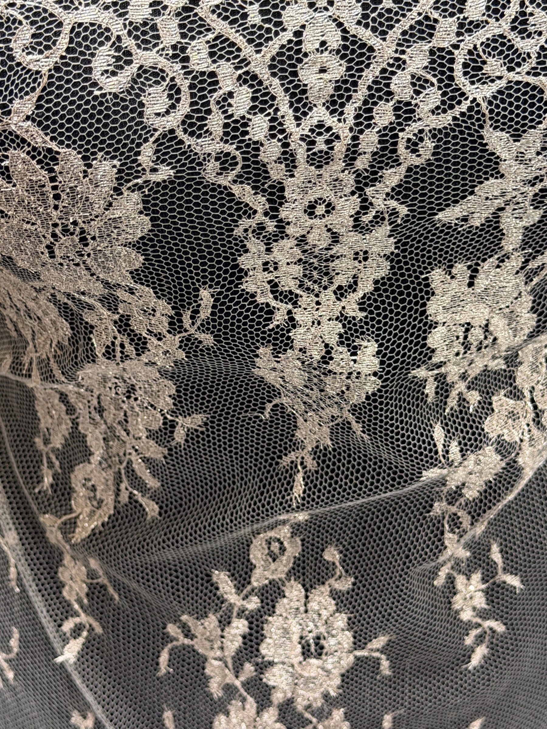 Dusty Rose French Metallic Lace - LA2003