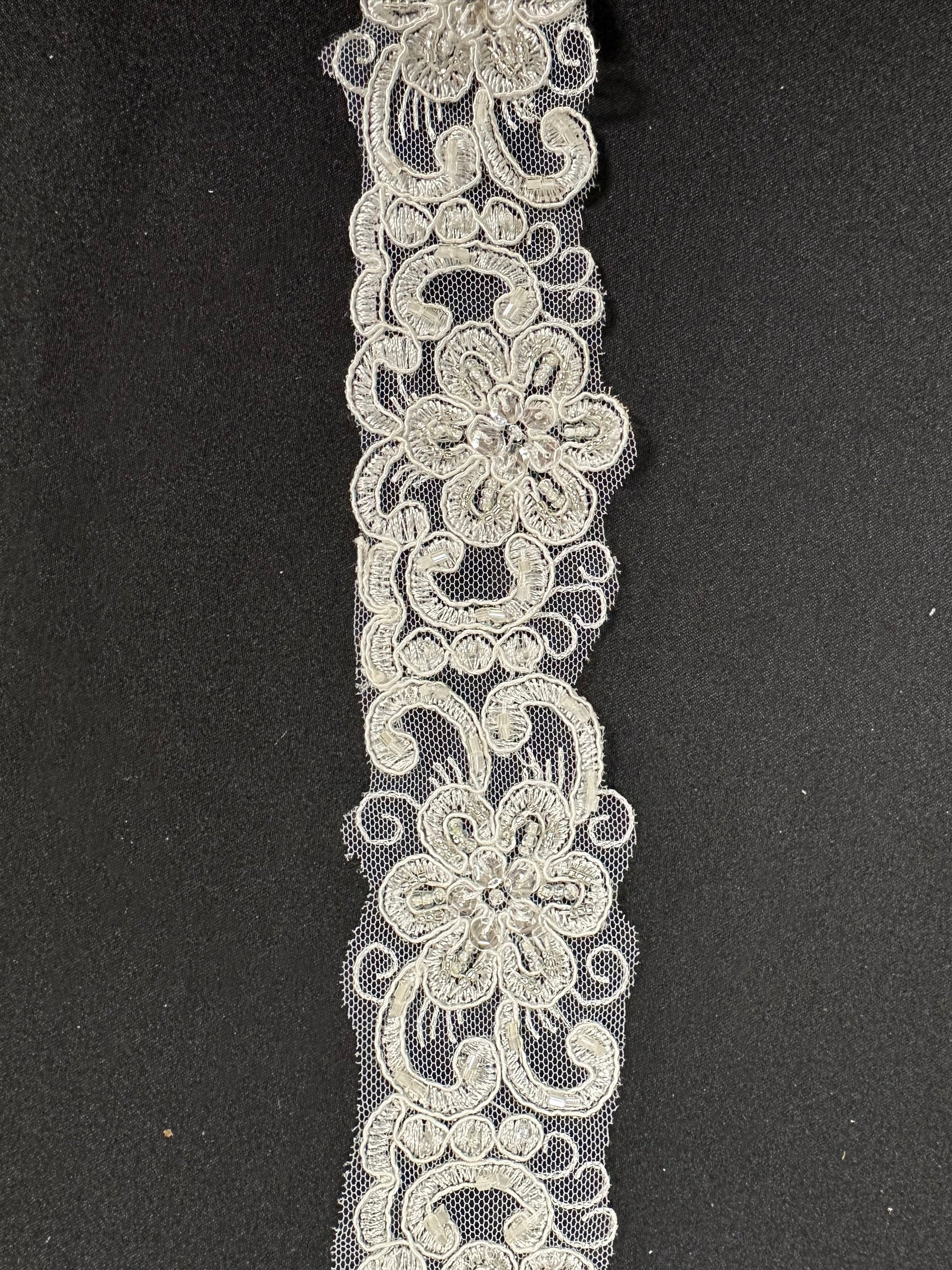 Ivory Beaded Lace Trim - Deity