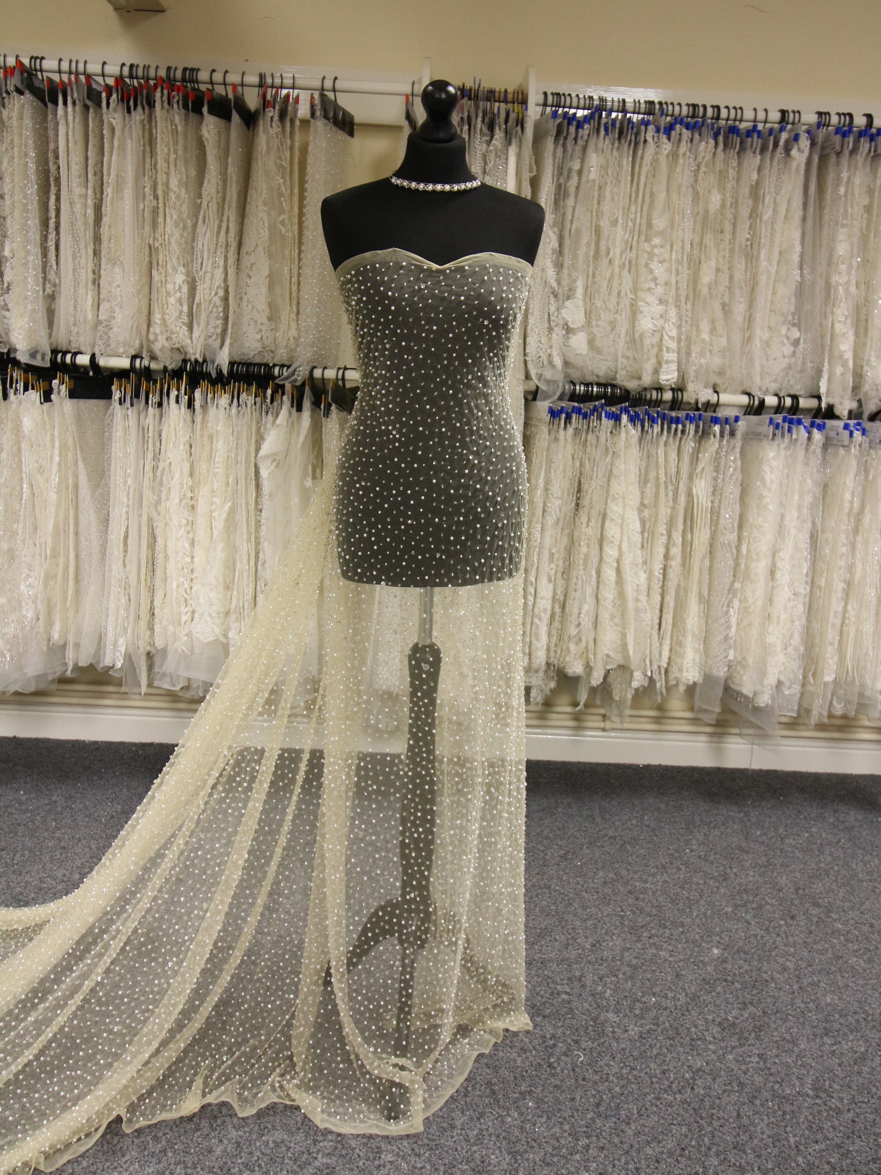 Ivory Diamant & Beaded Bridal Fabrics Tulle - Zola Ivory Diamant & Beaded Bridal Fabrics Tulle - Zola