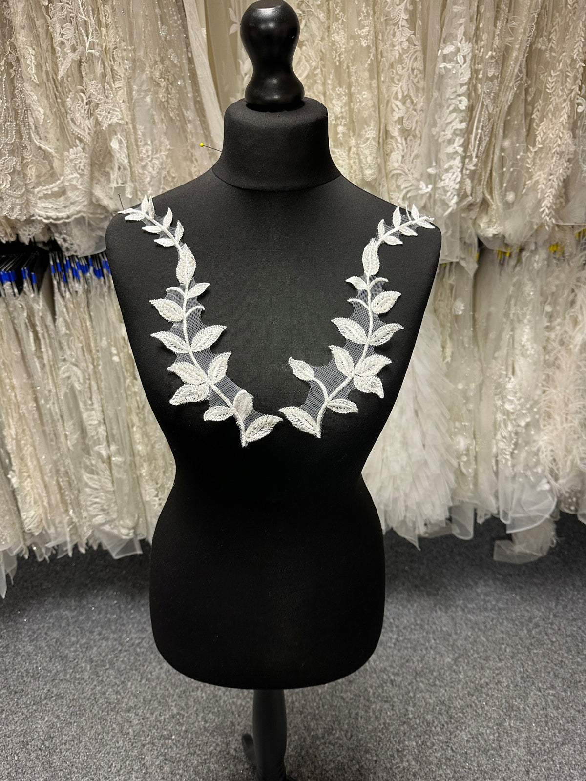 Ivory Beaded Embroidered Lace Appliqués - AP 256