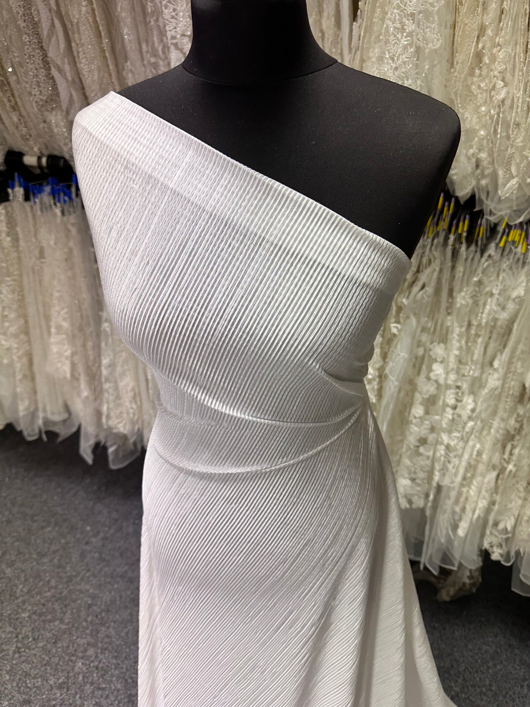Ivory Pleated Polyester Fabric - Leeway