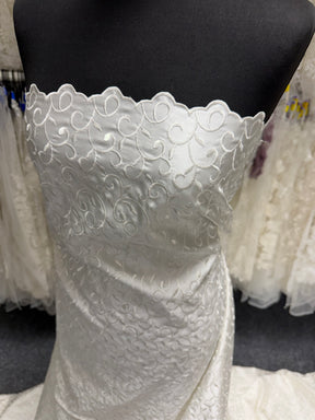 Ivory Embroidered Duchess Satin - P476
