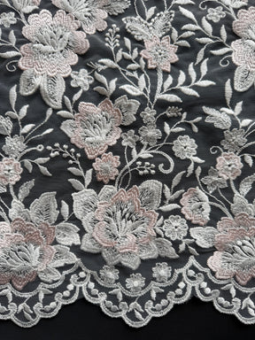 Ivory and Pink Embroidery Lace - EB5032