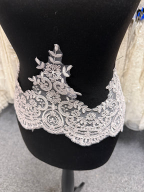 Grey Corded Lace Trim - T623