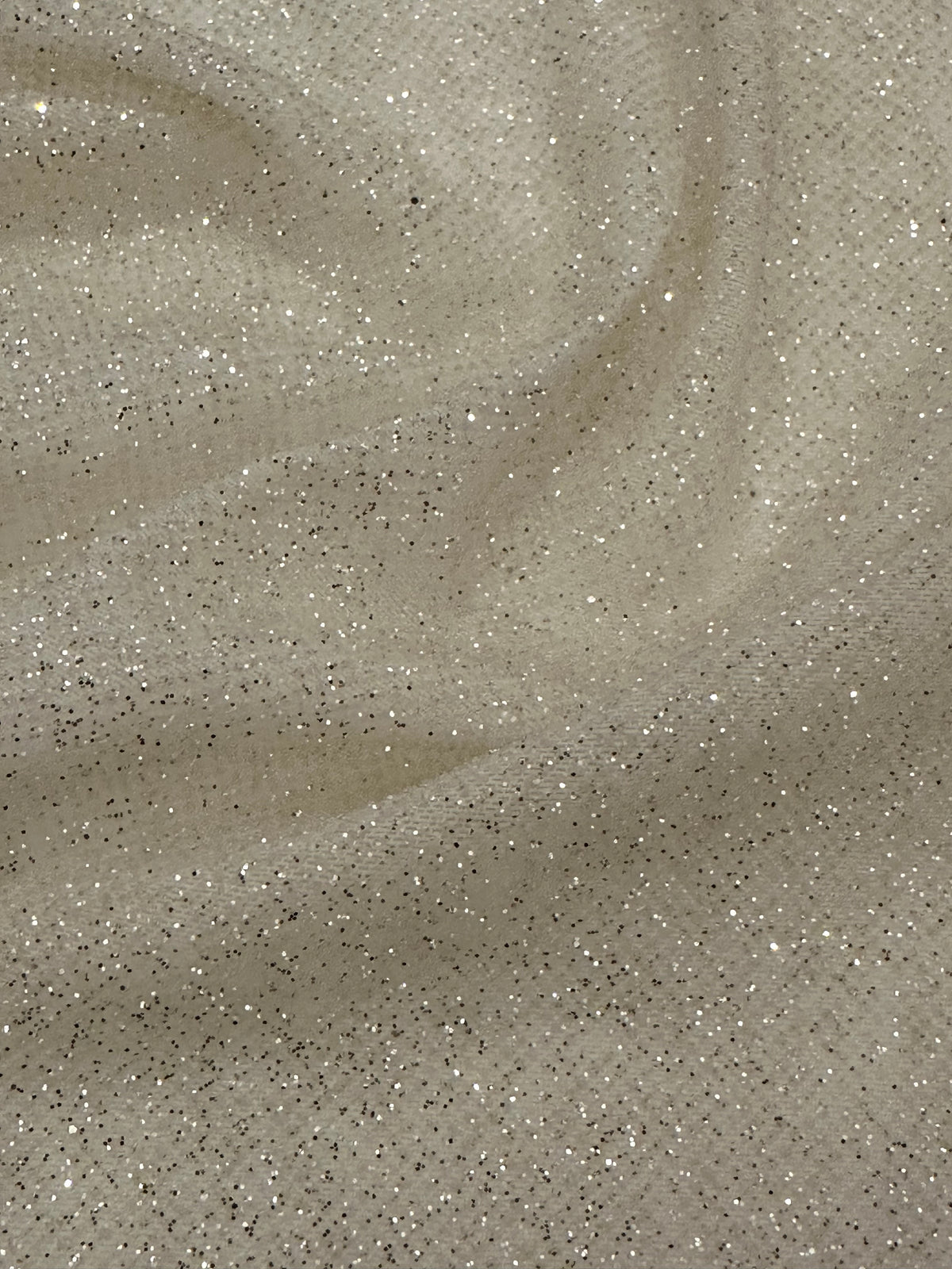 Ivory Stretch Glitter Tulle - Luxur