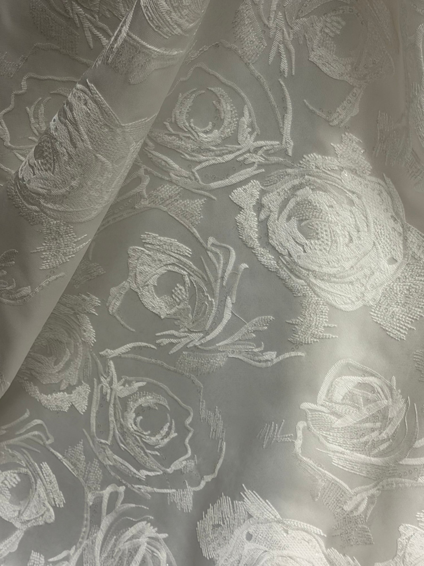 Ivory Embroidered Mikado - Vegalo