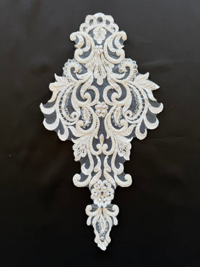 Ivory Beaded Lace Applique - T814