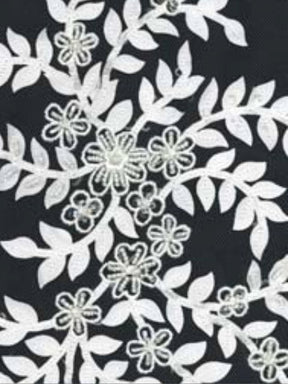 Ivory 3D Embroidered Beaded Tulle - EB1006