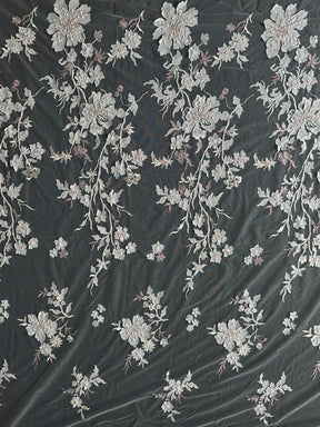Pink & Ivory Embroidered Lace - EB1015