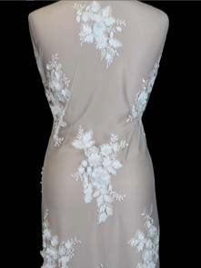 Ivory/Multi Embroidered Beaded Tulle - EB1016