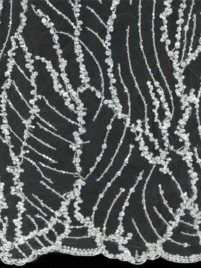 Ivory Embroidered Beaded Tulle - EB1018
