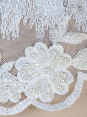 Ivory Embroidered Beaded Tulle - EB1019