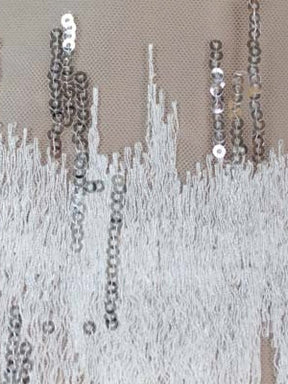 Ivory Embroidered Beaded Tulle - EB1019