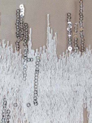 Ivory Embroidered Beaded Tulle - EB1019