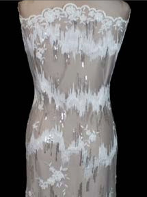 Ivory Embroidered Beaded Tulle - EB1019