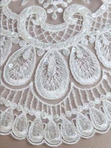 Ivory Embroidered Beaded Tulle - EB1027