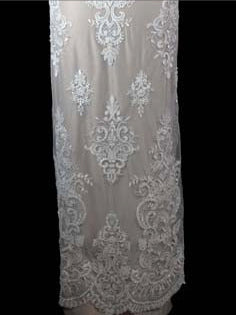 Ivory Embroidered Beaded Tulle - EB1027