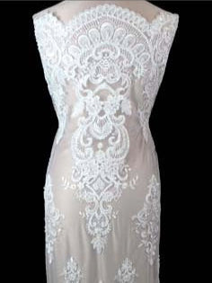 Ivory Embroidered Beaded Tulle - EB1027