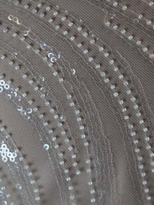 Ivory Embroidered Beaded Tulle - EB1028