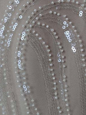 Ivory Embroidered Beaded Tulle - EB1028