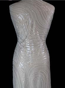 Ivory Embroidered Beaded Tulle - EB1028
