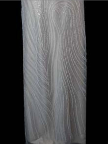 Ivory Embroidered Beaded Tulle - EB1028