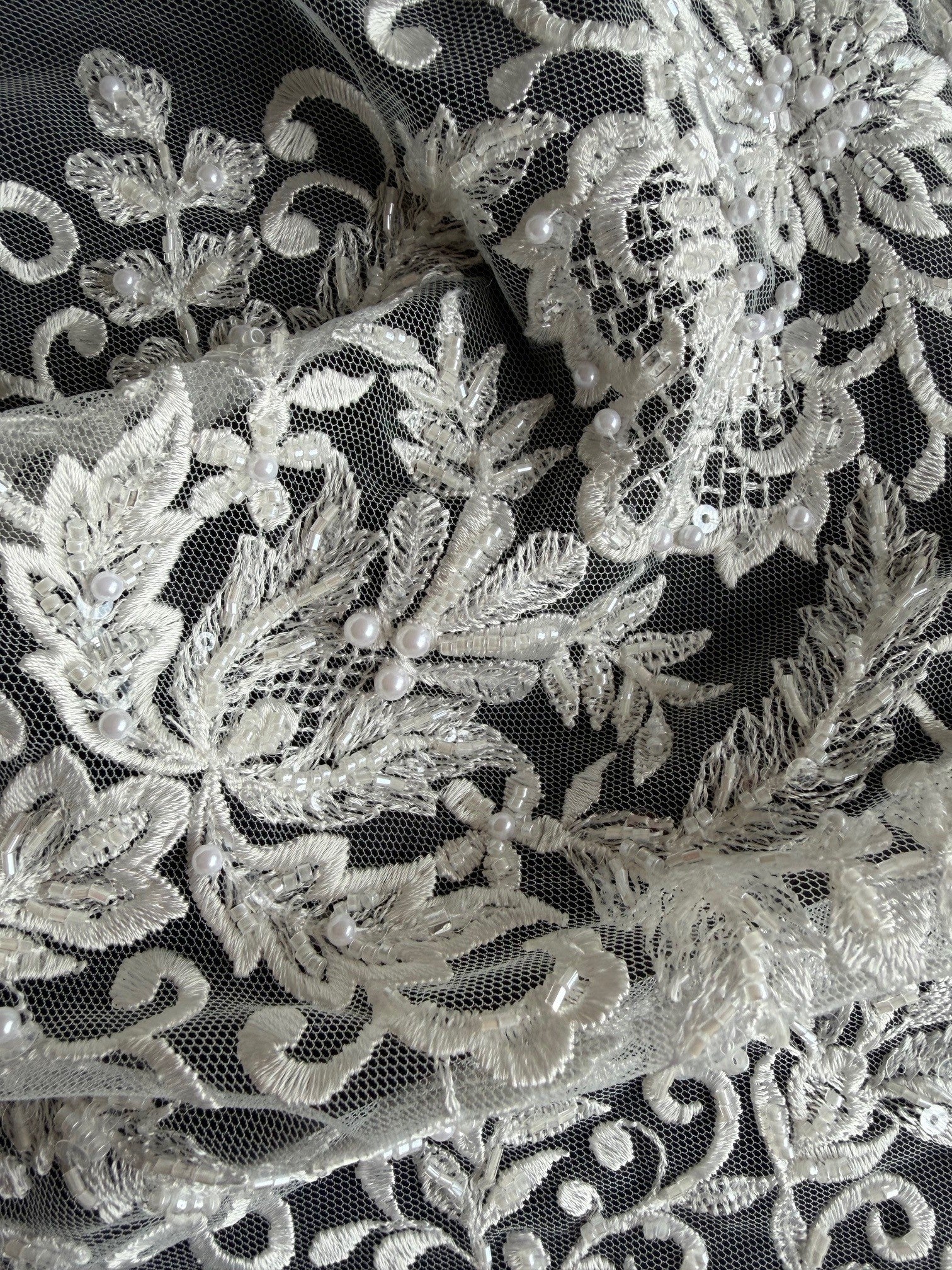Ivory Beaded Lace - EB1031