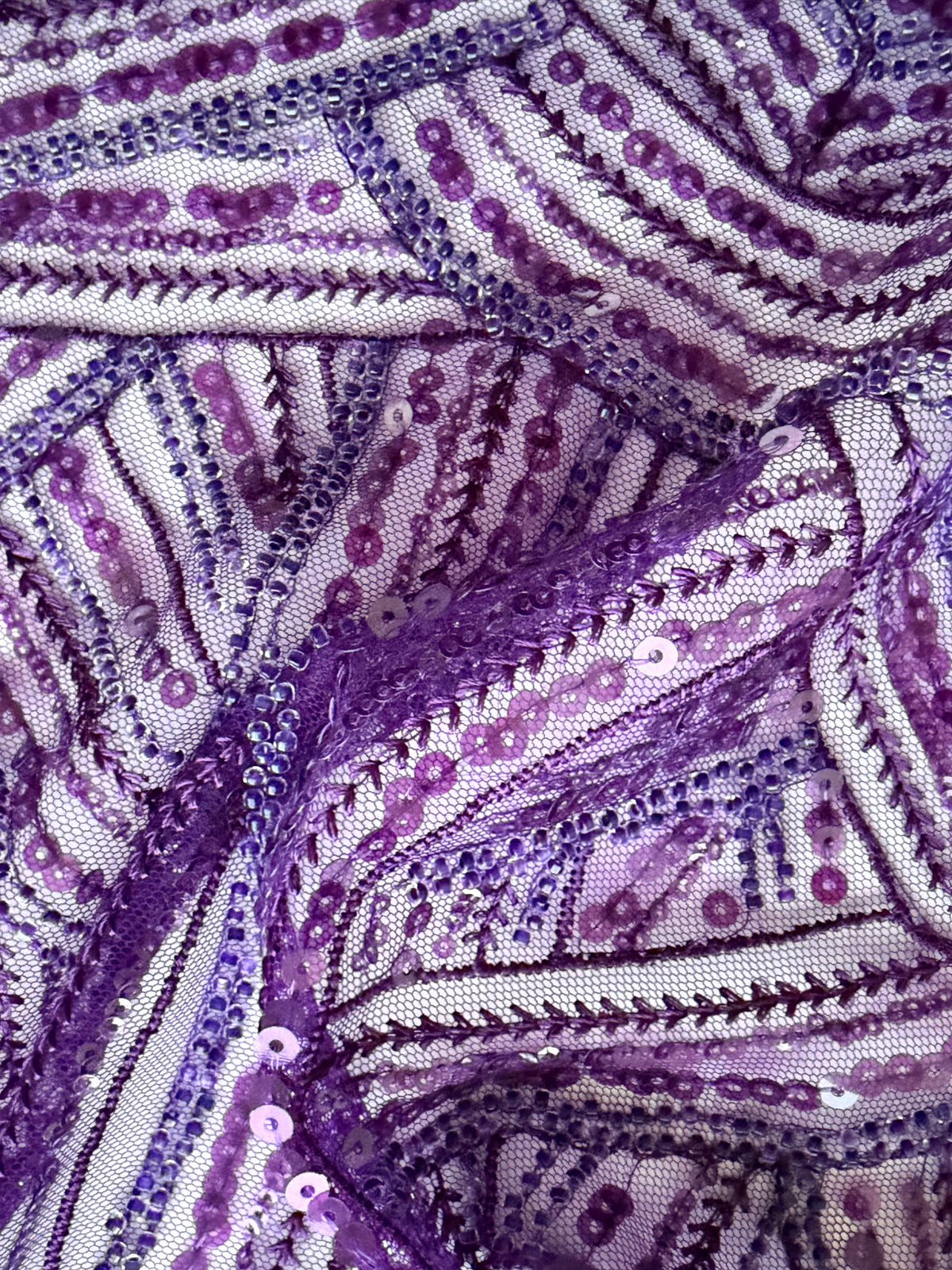 Plum Emb Beaded Tulle - EB1056