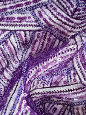 Plum Emb Beaded Tulle - EB1056