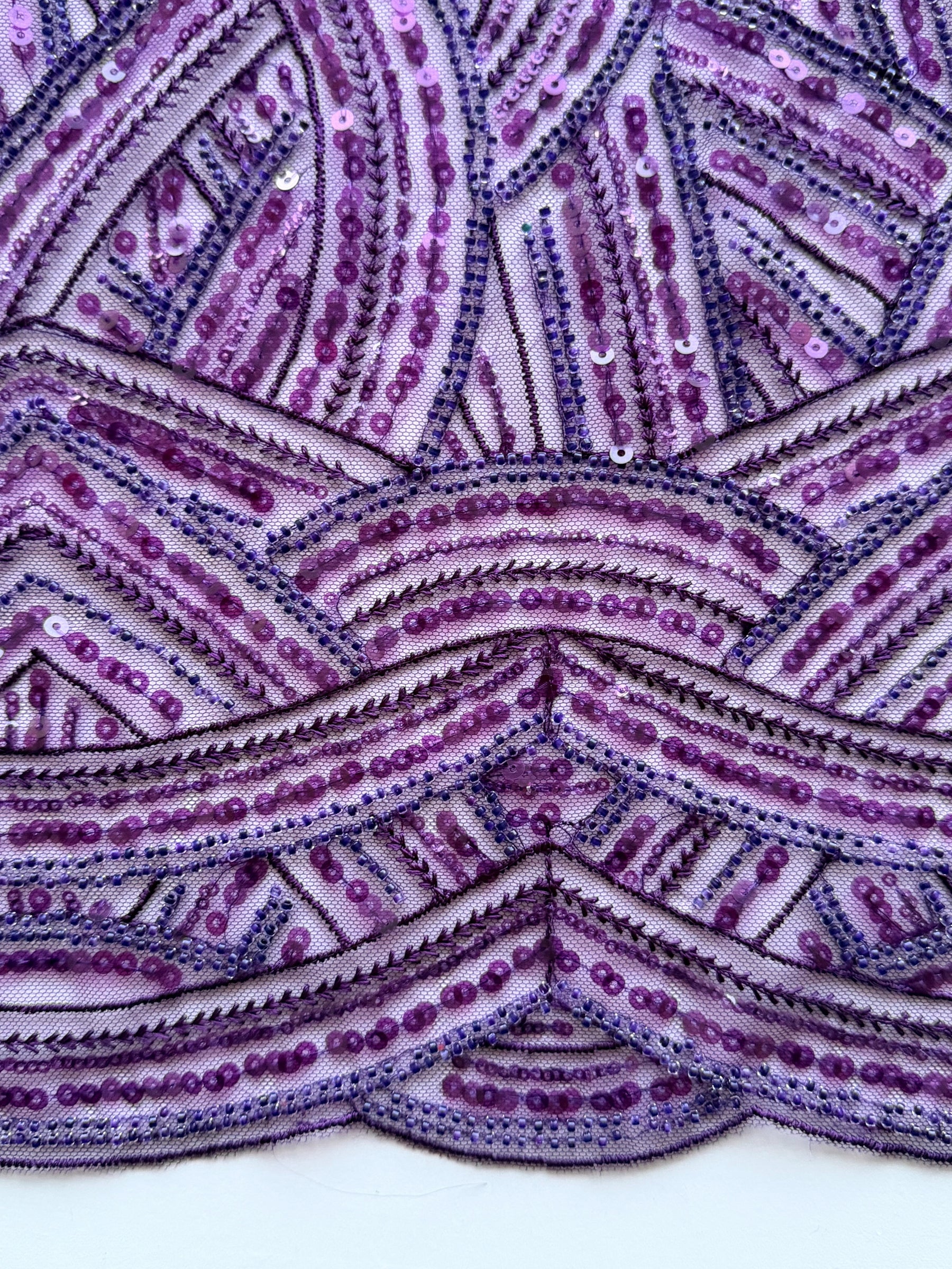 Plum Emb Beaded Tulle - EB1056