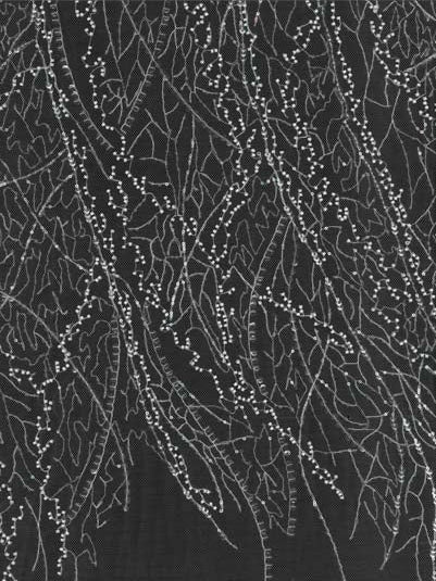 Ivory Emb Beaded Tulle - EB1065