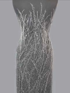 Ivory Emb Beaded Tulle - EB1065