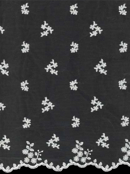 Ivory Emb Beaded Tulle - EB1067