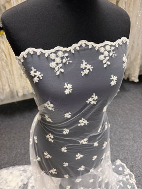 Ivory Emb Beaded Tulle - EB1067