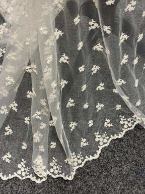Ivory Emb Beaded Tulle - EB1067