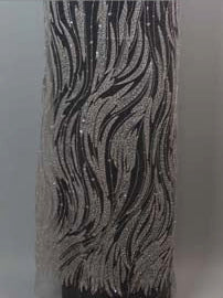 Lavender Emb Beaded Tulle - EB1068